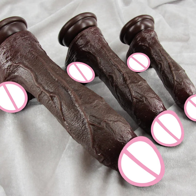 Simulated Black Soft Dildo, Lifelike Realistic Big Dick Cock Soft Silicone Penis Anal Plug Suction Cup Dildos For Women