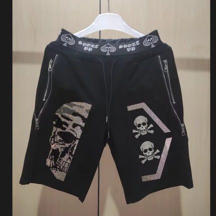2025 new Sweatpants Track Pants Men Slim Fit Workout Trousers Male Multi-pocket Casual Rhinestones Pants  Design Sportswear