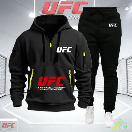2026 New UFC Combat Cap Sport Shirt + Two-Piece Long Pants Fall/Winter Fashion Casual Outdoor Warmth and Protection Shirt - Fast