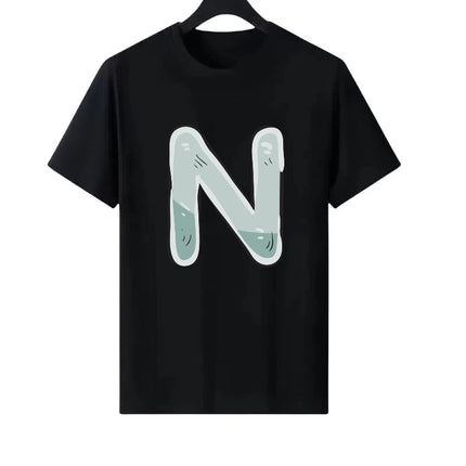 Letter Number Woman Black Summer Round Neck Parent-child Clothing Casual Tops Unisex Comfort Short Sleeves T-Shirt Men Blouses