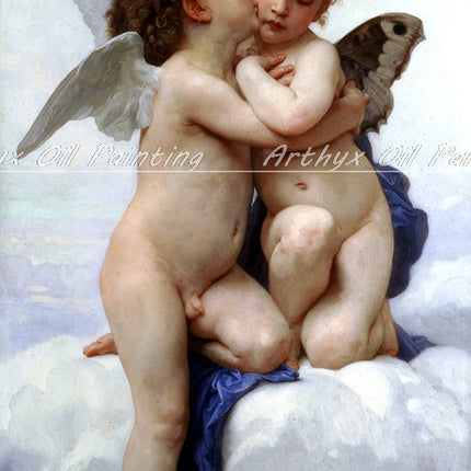 Arthyx,Print Love On The Look Out Of William Adolphe Bouguereau Oil Paintings On Canvas,Classical Wall Picture Living Room Decor