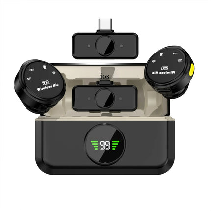 Wireless Lavalier Microphone Mini Portable Noise Reduction Audio Video Recording Microphone For iPhone Android With Charging Box