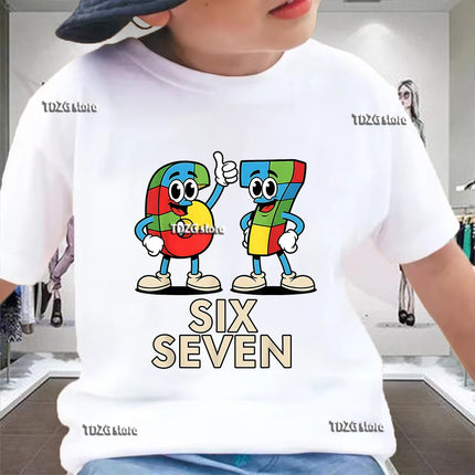 Summer Funny Six Seven 67 Digit Print Children's T-Shirt Casual Cotton Boys Short Sleeve Fashion Comfortable Kids Sport Clothes