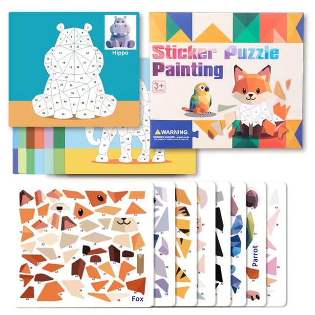 Paper 3D Geometric Sticker Books Educational Handmade DIY Paste Material Kit Montessori Cartoon Animals Sticker Book