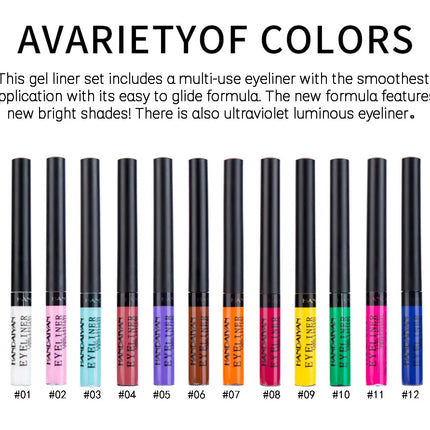 Waterproof Matte Liquid Eyeliner Long Lasting Quick Dry Non Smudging UV Luminous Gel Makeup for Smokey Eyes