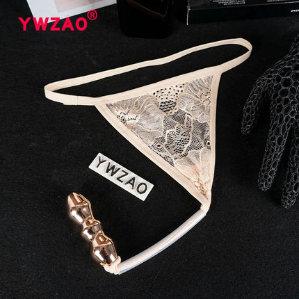 YWZAO Lace Skin-toned Underwear Ass Butt Plug Lingerie Toys For Invisible Dildo Anus Anal Fisting Ladies Thong Panties Adult N27