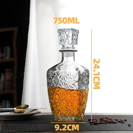Whiskey Decanter for Liquor Scotch Bourbon with Airtight Stopper, Classical Party Barware, Lead-Free
