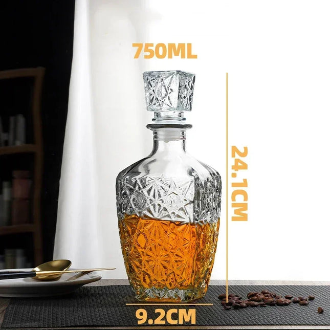 Whiskey Decanter for Liquor Scotch Bourbon with Airtight Stopper, Classical Party Barware, Lead-Free