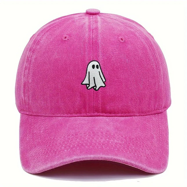 Halloween Embroidered Baseball Hat with Cute Ghost Pattern, Simple Style, Suitable for Men and Women