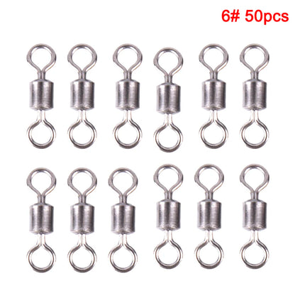 50PCS Fishing Bearing Rolling Swivel Solid Ring Lures Connector 11 Size