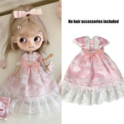 For Blythe Doll Lace Fairy Princess Dress Outfit Clothes Cartoon Colorful Fastfood Skirt Animal Clothing OB24 OB22 1/6 Ropa Gift