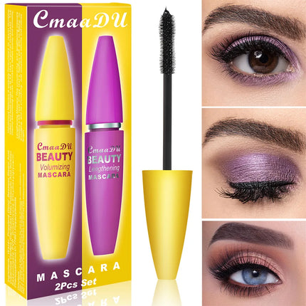 Volumizing Mascara Waterproof Lengthen Curl Quick Drying Smudge Proof Natural Fiber Lash Enhancer 4D Effect Makeup