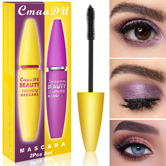 Volumizing Mascara Waterproof Lengthen Curl Quick Drying Smudge Proof Natural Fiber Lash Enhancer 4D Effect Makeup