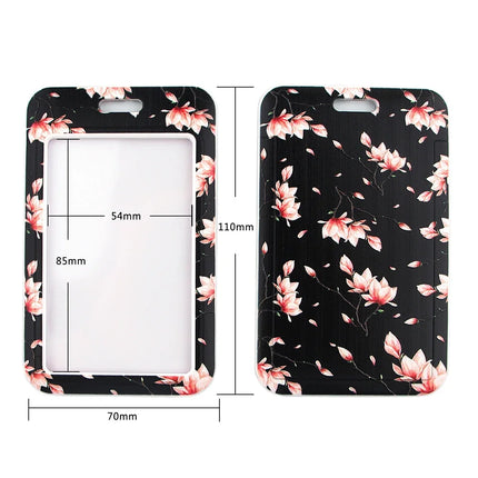 New Sakura Cherry Blossoms Flower lanyard card ID Badge Holder Keychain Pass Gym Mobile Kids Key Holder Key Rings Gift