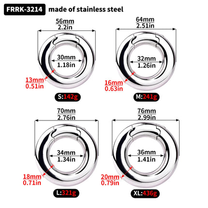 FRRK Weight Scrotal Ring Stainless Steel Ball Stretcher Metal Lock Ring Male Bondage Adult Intimate Personal Restraint Wear Toy