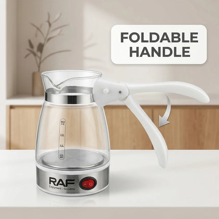 Turkish Coffee Pot 600W Glass Italian Mocha Pot Greek Turkish Coffee Machine Tea with Foldable Handle Milk Heating Home Travel