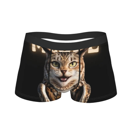Meowl Cat Owl Cute Pet Stickers Underwear  Comfortable Panties Customs Boxer Brief For Males 3D Pouch Oversize Trunk