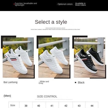 2024 Men's Casual Sneakers New Fashion Lace-up White Shoes Student Comfort Sports Plus Size Vulcanized Shoes Zapatillas De Hombre