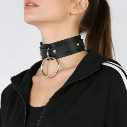 PU Leather Adjustable Women's Fashion Necklace Gothic Punk Y2K Style Collar Retro Erotic Couple Dating or Nightclub Accessories