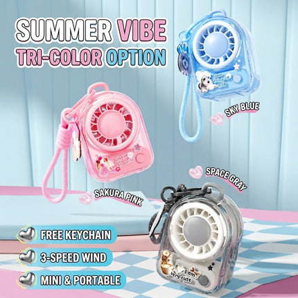Portable Mini Fan Cute Keychain Fan USB Rechargeable Pocket Handheld Fan with 3 Speeds for Travel Kids Women