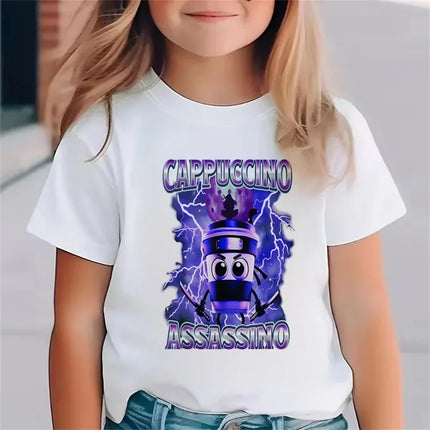 Children Unisex T-shirt Girl Boy Italian Brainrot Animals Kids Tung Tung Tung Sahur Short Sleeve Funny Meme Tee Summer Clothing