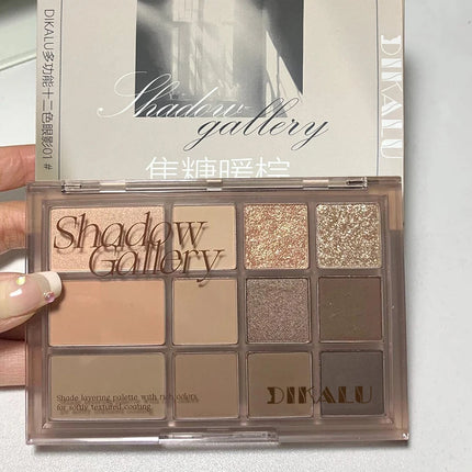 12Color Pink Brown Eye Shadow Tray Pearl Glitter Earth Matte Chocolate Eyeshadow Palette Korea Low Saturation Eye Pigment Makeup