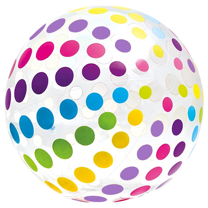 1 lorful Dots & Stripes PVC Inflatable Ball - Transparent Printed Toy for Pool Parties, Family Games, Kids Play, Indoor/Outdoor