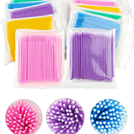 100Pcs Eyelash Cleaning Brush Lash Extension Micro Cotton Swab Individual Eyelashes Microbrush Beauty Makeup Clean Remover Tools