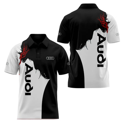 2026 3D Printed Audi Short-Sleeved Polo Shirt High-Quality Casual Sports Fashion T-Shirt Collar Fast Shipping