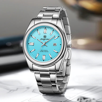PAAZOMU  Luxury Fashion Man Clock Top Business Waterproof Luminous Date Week Men's Watches Quartz Stainless Steel Men Wristwatch
