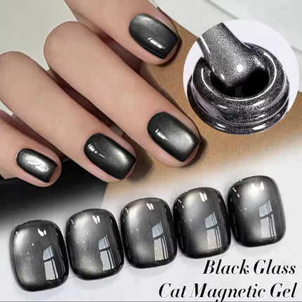 1pcs 12ML Winter 2026 New Black Glass Bead Pearl Cat's Eye Gel Nail Polish Hot Selling Black Nails Salon Use Nail Stuff