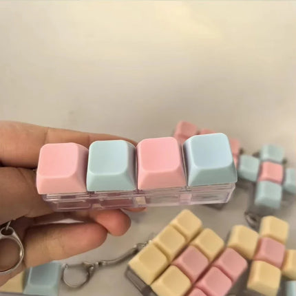 Decompression 9 Keyboard Key Toy Anti Stress Relief Finger Keychain ﻿Game Button Pinch Tester Office Desk Accessory