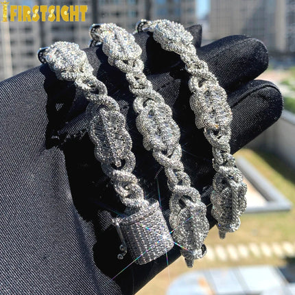 New Iced Out Bling Rectangle CZ Dollar Symbol Necklace Silver Color 5A Zircon Cuban Link Chain Charm Hip Hop Men Women Jewelry