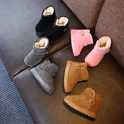 Children Snow Boots Winter Cute Warm Fashion Anti Slip Shoes Kids Boys Girls Leisure Thick Fur Platform Flat Short Boot Sneakers