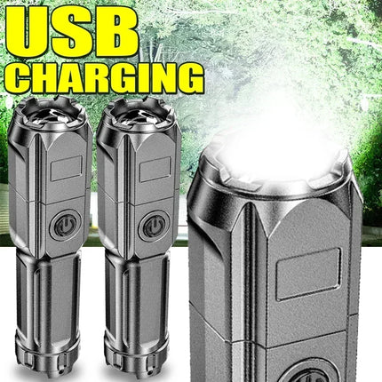Powerful LED Flashlight USB Rechargeable Torch Waterproof Zoomable Lamp Outdoor Fishing Camping High Lumen Tactical Flashlight