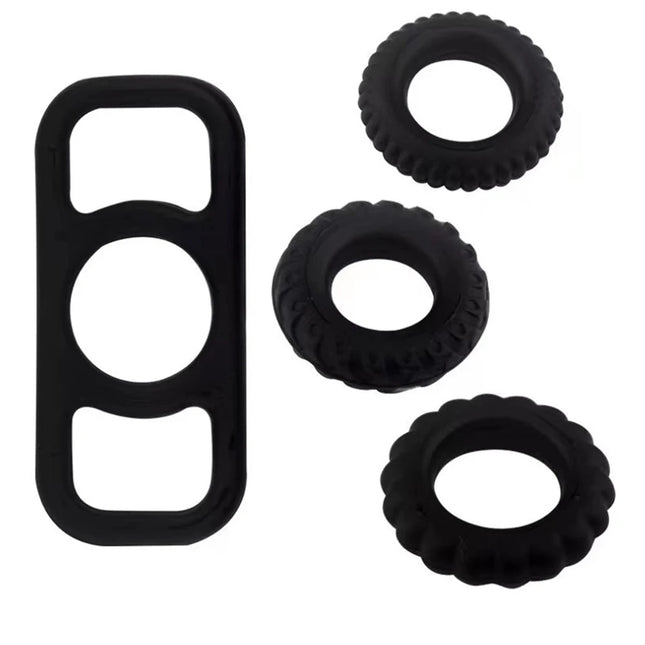 Soft Silicone Penis Cock Ring Set Male Ball Scrotum Stretcher Penis Lock Cock Ring Delay Ejaculation Enlargement Sex Toy 18+