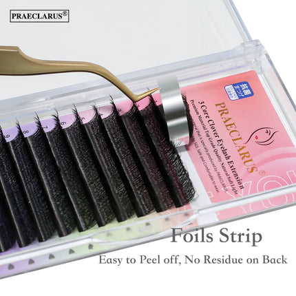 PRAECLARUS 3D Fairy Shape Lashes 12 Rows Eyelashes Premade Volume Fan Natural Soft Light Lashes Triple Tips Eyelashes