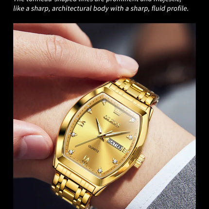 OLEVS 5528 Men's Watches Luxury Tonneau Original Top Brand Quartz Watch for Men Waterproof Luminous Week Date Male Wristwatch