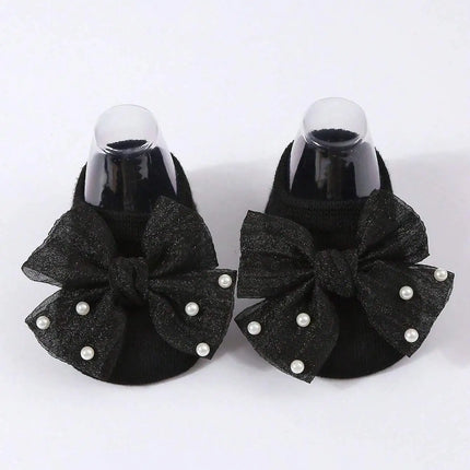 Soft Baby ulle Bow with Pearl Embellishments Socks  Ideal for Birthday & Photoshoot baby socks