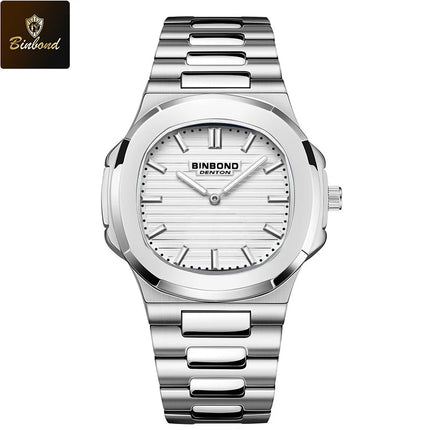 BINBOND Luxury Military Man Watch Square Waterproof Luminous Date Week Men Watch Stainless Steel Quartz Men's Watches Reloj