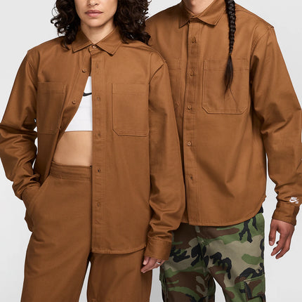 Nike Official Genuine New Men's & Women's Retro Lapel Loose Casual Warm Shirt FV7346-281