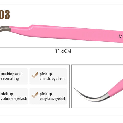 Natuhana Rose red Tweezers Stainless Steel  Tweezers High Precision Anti-static Tweezers for Eyelash Extensions Makeup