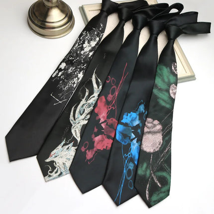 Chinese Style Printed Tie Artistic Personality Niche Casual Shirt Accessories Design Sense Tie Student Uniform Accessories