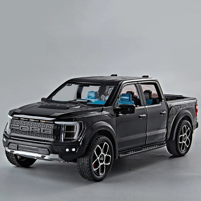 1:20 Ford Raptor F150 Pickup Truck Toy Car Model Alloy Diecast Doors Opened Pull Back Sound Light Scale Model Car Toys For Boys