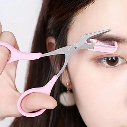 Eyebrow Trimmer Set,Curved Eyebrow Razor,Eyebrow Scissors With Comb,Convenient Easy Beauty Tools For Beginners