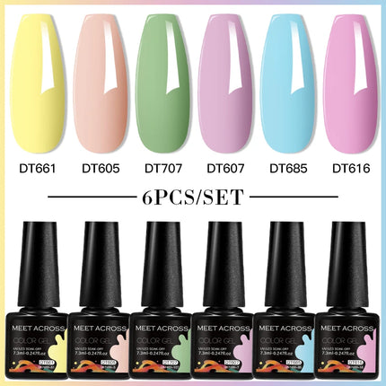 6pc Nail Gel Polish Set DIY Nail Art Semi Permanent UV LED Gel Kit For Nails Decoration Manicure Soak Off Painting Vernis Design