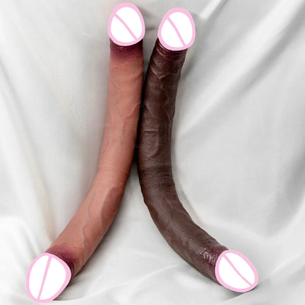 Double Head Realistic Silicone Dildo Long Anal Plug Vaginal Stimulator for Lesbian Couples And Gay Men Liquid Silicone Sex Toy