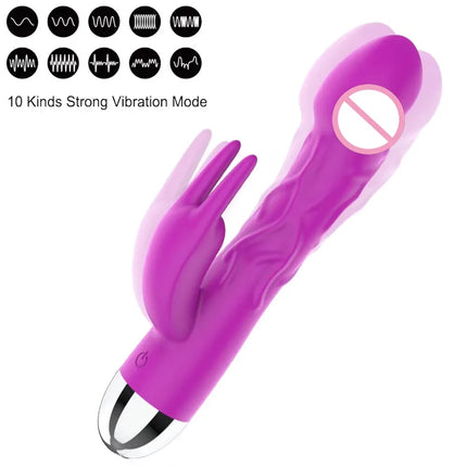 Huge Silicone Dildo Rabbit Vibrator for Women Clitoris Stimulation Massage 10 Speed G Spot Vibrator Adult Sex Toys