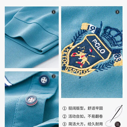 New Men's Long-sleeved Cotton Polo Shirt Fashion Embroidery Casual Bottom Pullover Shirts Tops Men's Clothing