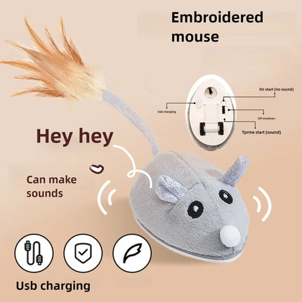New Automatic Cat Toy Intelligent Electric Mouse USB Charging Sound Toy Interactive Squeaky Cat Toy